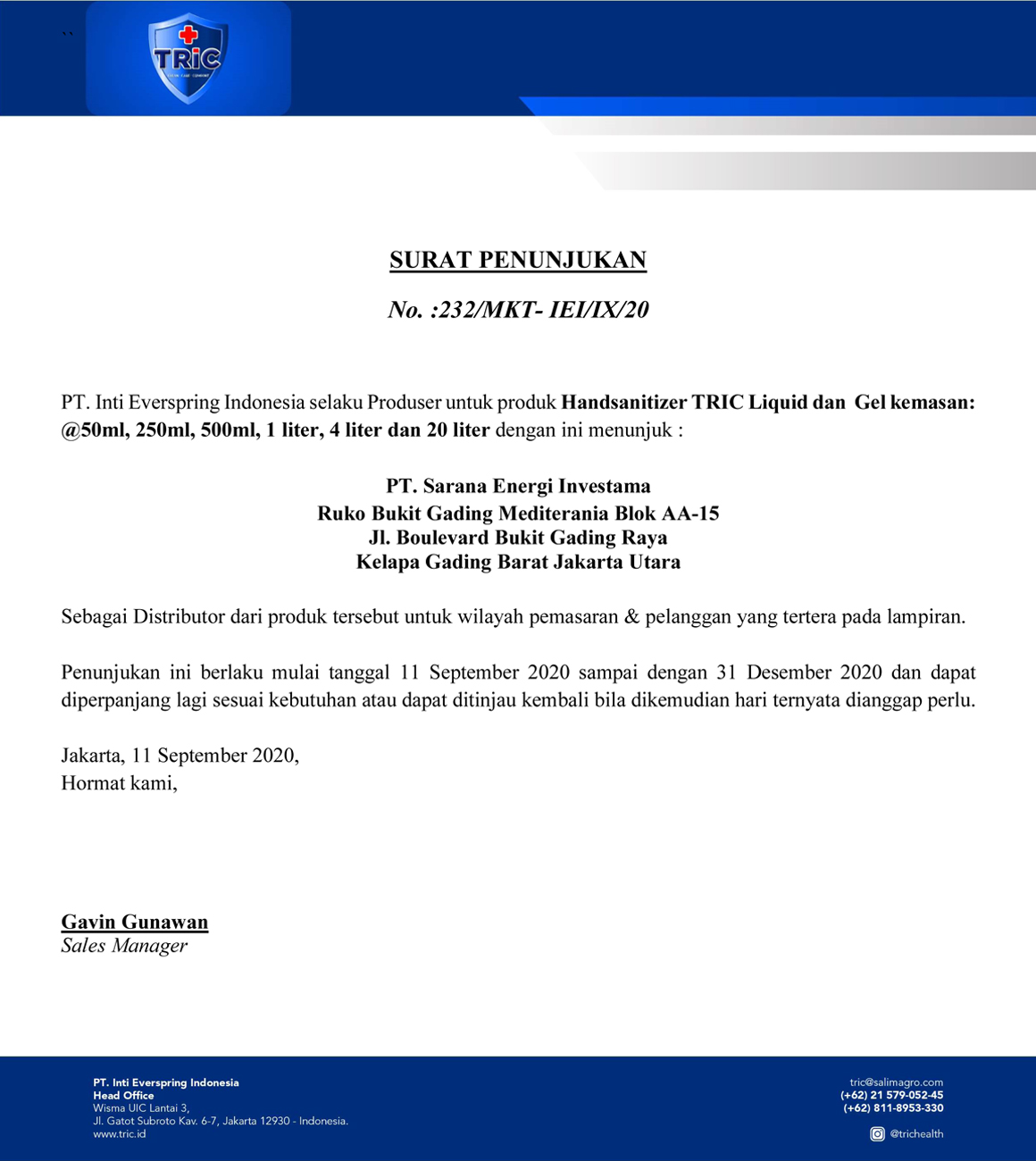 Pt Sarana Energi Investama Distributor Resmi Tric Hand Sanitizer &Amp; Disinfectant 2 Partnersurya Id Distributor tric hand sanitizer dan disinfectant